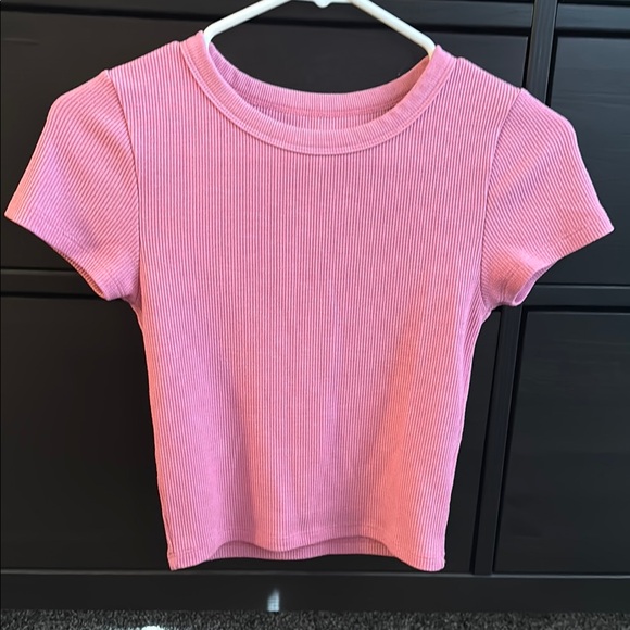 Pink Ribbed Short Sleeve Top - Picture 1 of 1